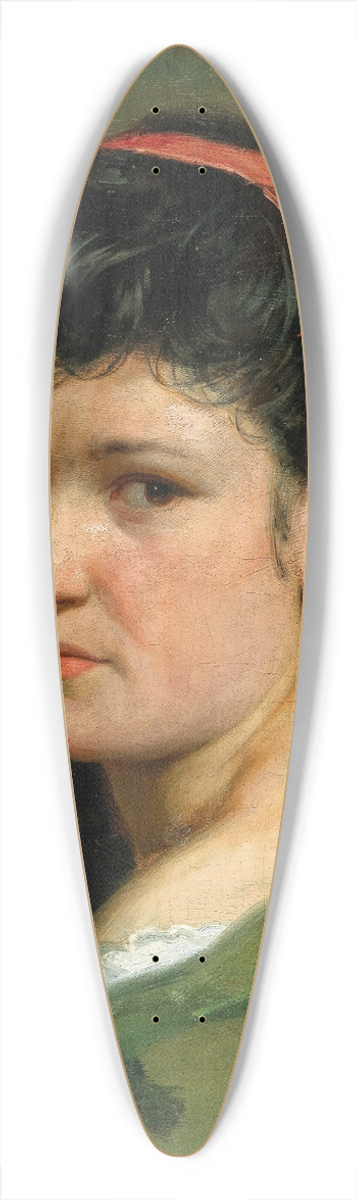 Vlaho Bukovac - Portrait of a Lady with Red hairband 39.3 inch art pintail longboard deck