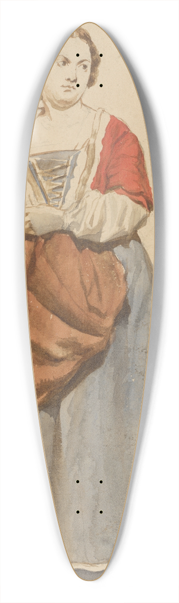 Vojtech Klimkovi - Standing woman in Albanian traditional costume 39.3 inch art pintail longboard deck