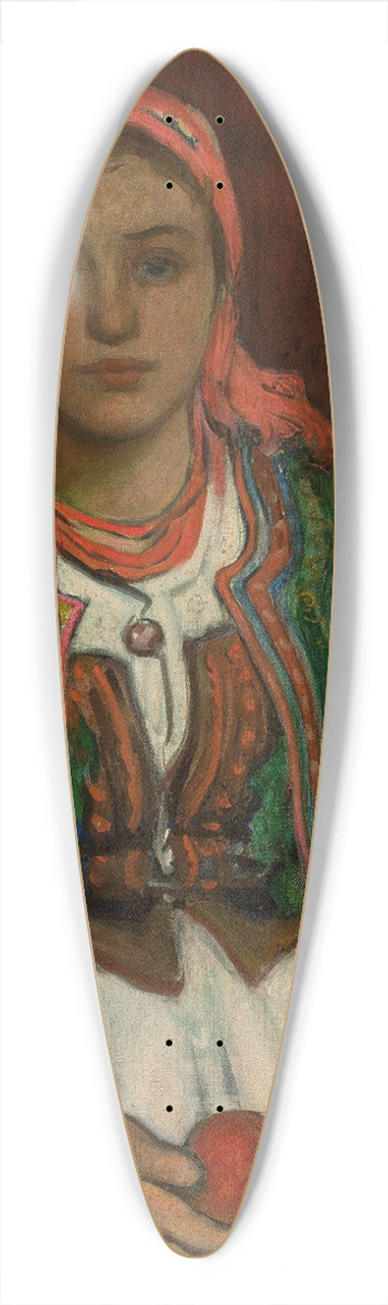 Wadysaw lewiski - Young woman from the Highlands with an apple 39.3 inch art pintail longboard deck
