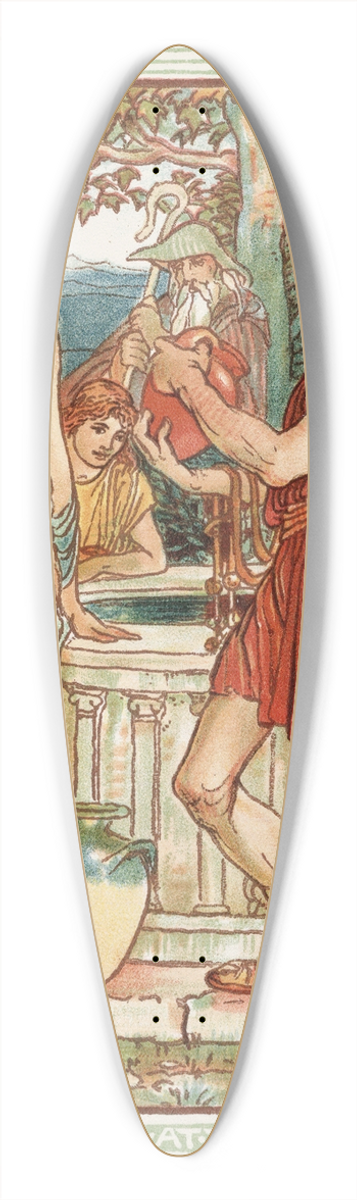 Walter Crane - Bellerophon at the fountain 39.3 inch art pintail longboard deck