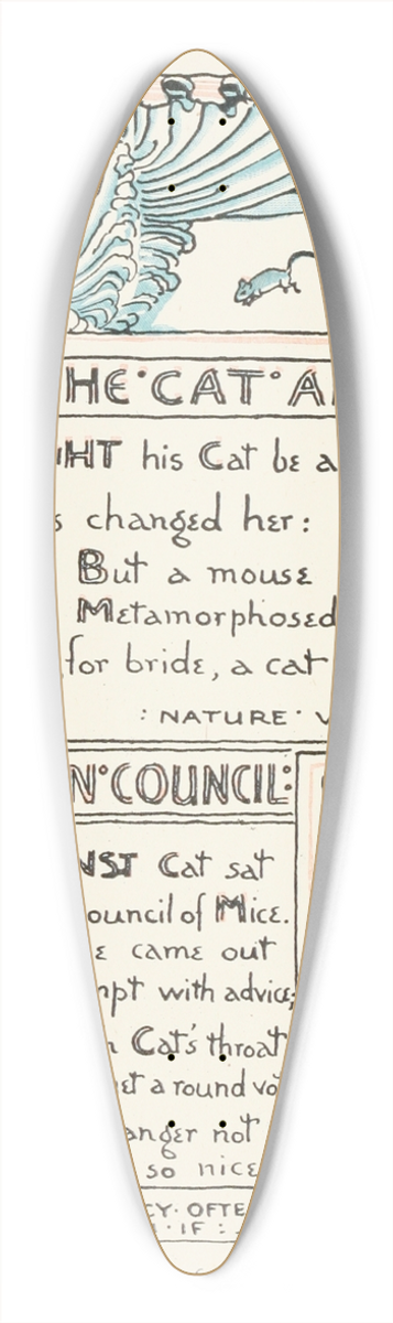 Walter Crane - The Cat and Venus, Mice in Council 39.3 inch art pintail longboard deck