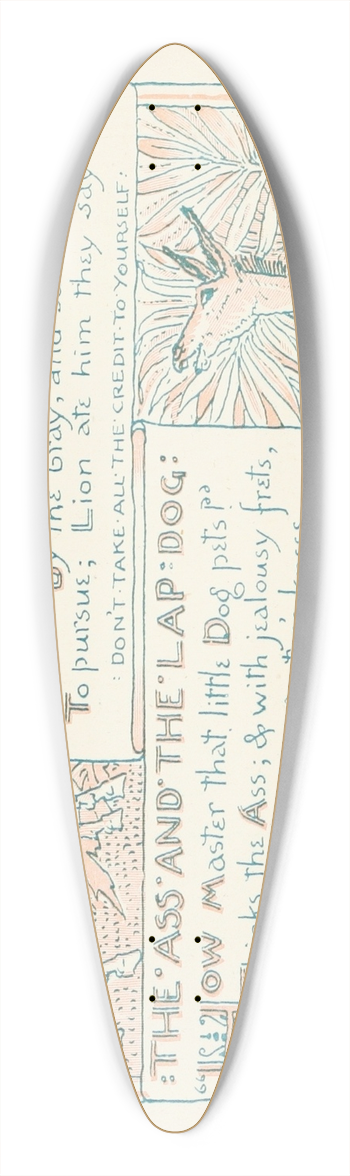 Walter Crane - The Cock, The Ass, and the Lion, The Ass and the LapDog 39.3 inch art pintail longboard deck