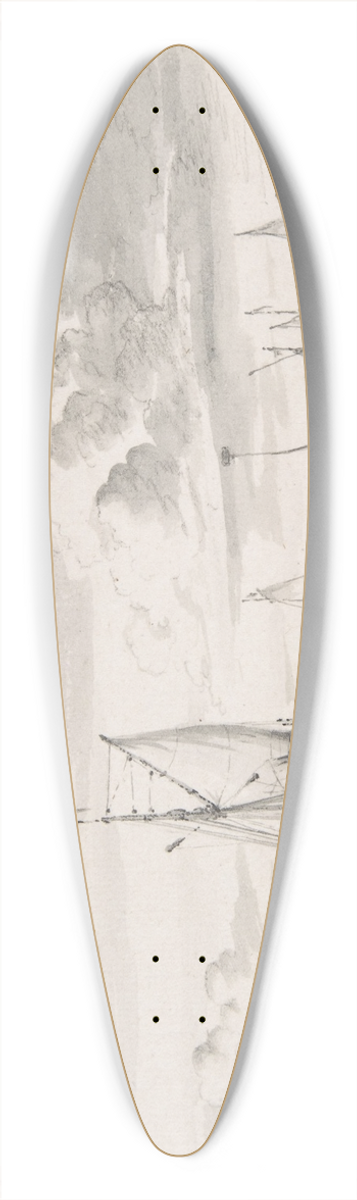 Wigerus Vitringa - Various Ships and a Rowing Boat on an Estuary 39.3 inch art pintail longboard deck