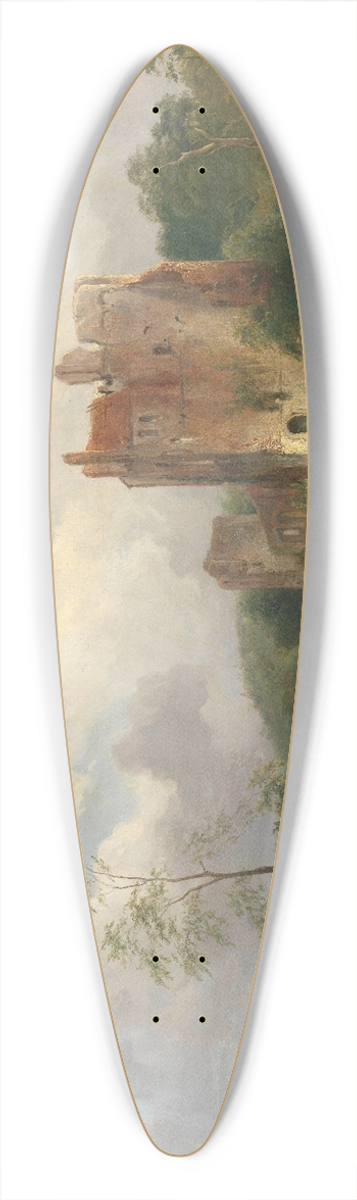 Wijnand Nuijen - River Landscape with Ruin 39.3 inch art pintail longboard deck