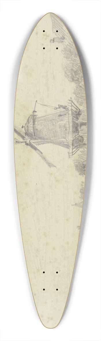 Wilhelm Busch - Landschaft mit Wiedensahler Hollndermhle und Haus des Mllers 39.3 inch art pintail longboard deck