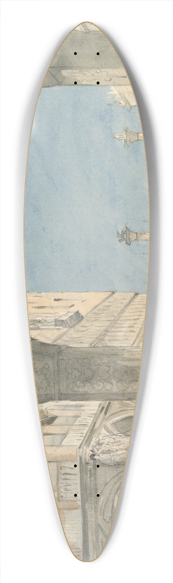 Wilhelm Gail - View of the Piazzetta di San Marco in Venice 39.3 inch art pintail longboard deck