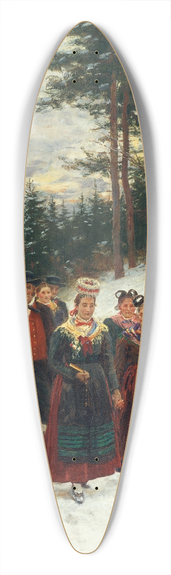 Wilhelm Gustav Friedrich Hasemann - Bridal Procession in Winter 39.3 inch art pintail longboard deck
