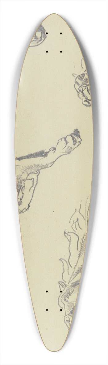 Wilhelm Trbner - Studienblatt; Die Dogge Csar, auf der Seite liegend nach links, schlafend; darunter zwei Pferdestudien in starker Untersicht 39.3 inch art pintail longboard deck