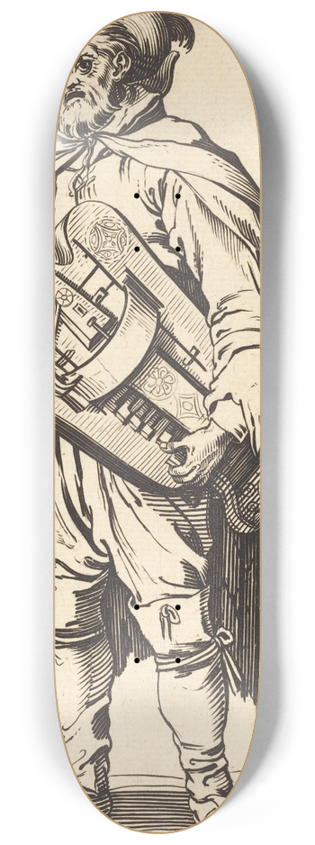 After Jacques Callot - The Hurdy-Gurdy Player 8.25 inch art skate deck