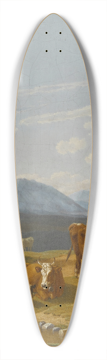 Wilhelm von Kobell - On the Alpine Pasture 39.3 inch art pintail longboard deck