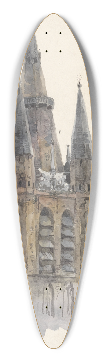 Willem Anthonie van Deventer - Kerktoren te Delft 39.3 inch art pintail longboard deck