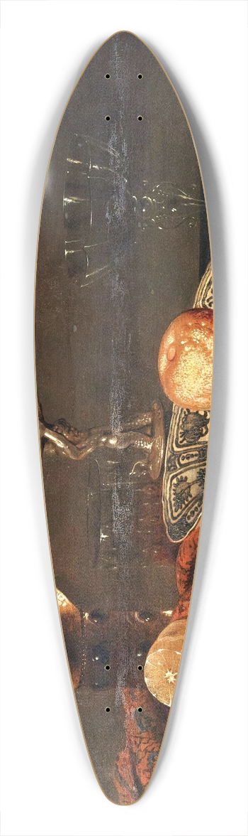 Willem Claesz Heda - A clementine in a porcelain bowl, a nautilus cup, a roemer, two glasses, a knife, a peeled lemon on an ornamental carpet on a table 39.3 inch art pintail longboard deck