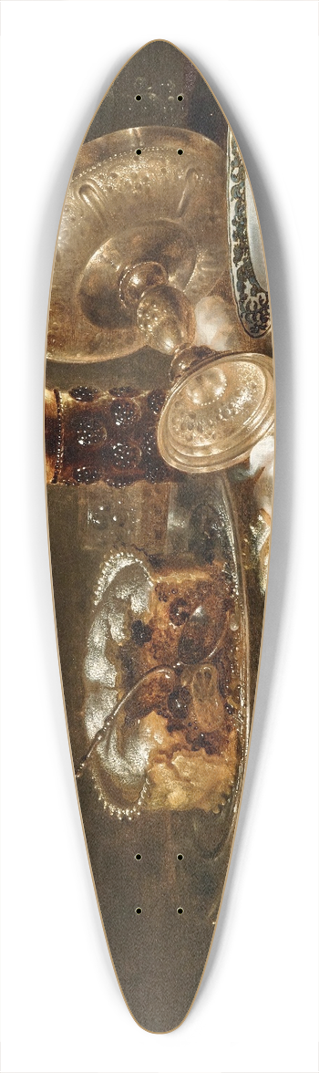 Willem Claesz Heda - Olives in a blue and white porcelain bowl, a roemer, wine glasses, an overturned silver tazza and a meat-pie 39.3 inch art pintail longboard deck