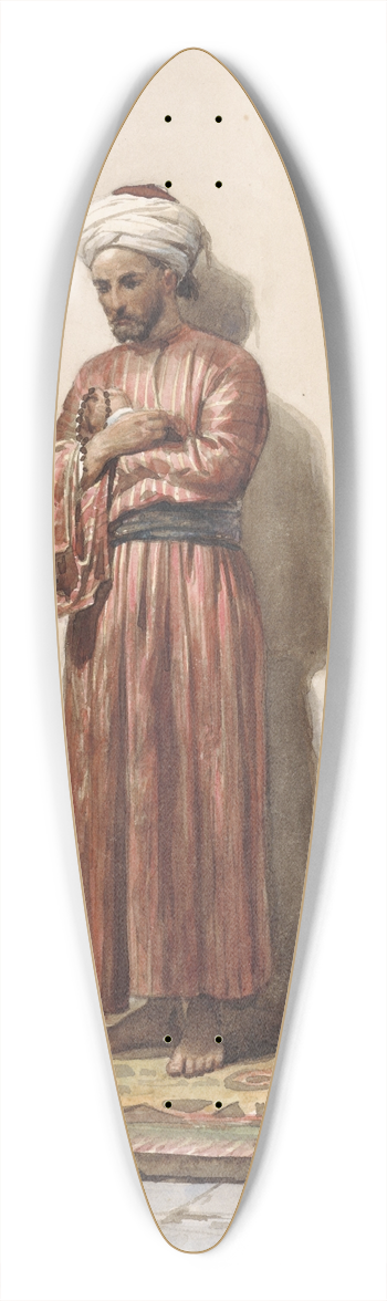 Willem de Famars Testas - Staande Egyptenaar met gebedskrans 39.3 inch art pintail longboard deck