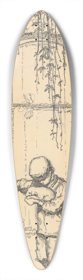 Willem Pothast - Jongen met kat bij een deur 39.3 inch art pintail longboard deck