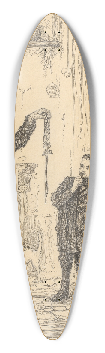 Willem Pothast - Jongens bij een man met schaatsijzers 39.3 inch art pintail longboard deck