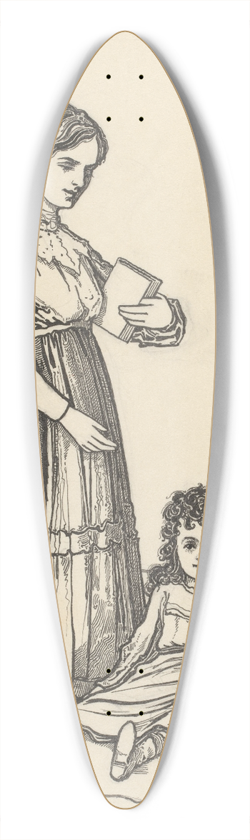 Willem Pothast - Vrouw en zittend meisje 39.3 inch art pintail longboard deck