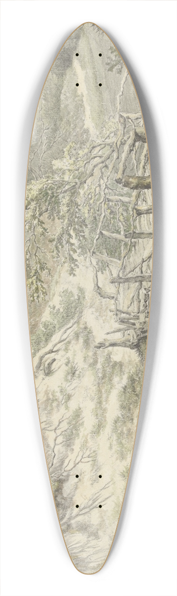 Willem Uppink - Duinlandschap met houten brug 39.3 inch art pintail longboard deck