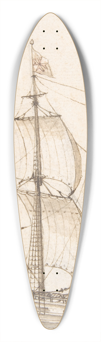 Willem van de Velde the Elder - Old Ship Model 39.3 inch art pintail longboard deck