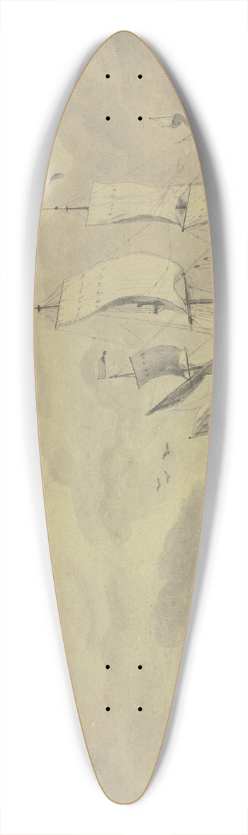 Willem van de Velde the Younger - Ein Dreimaster nach rechts segelnd, dahinter ein Ruderboot 39.3 inch art pintail longboard deck