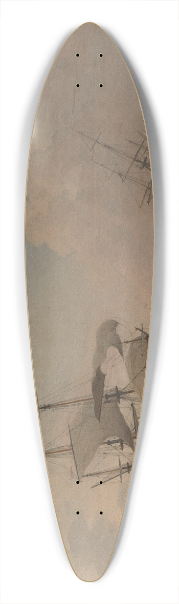 Willem van de Velde the Younger - English Warships Heeling in the Breeze Offshore 39.3 inch art pintail longboard deck