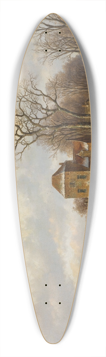 Willem Vester - Skaters on a frozen waterway 39.3 inch art pintail longboard deck