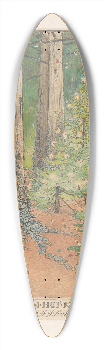 Willem Wenckebach - Bos met versierde en verlichte kerstbomen 39.3 inch art pintail longboard deck