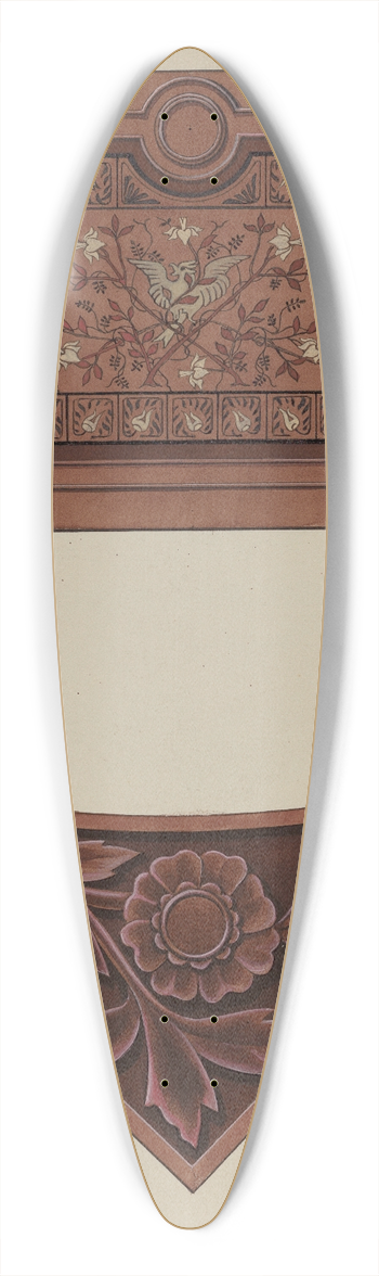William A. Kropp - Inlaid Wood Panel 39.3 inch art pintail longboard deck