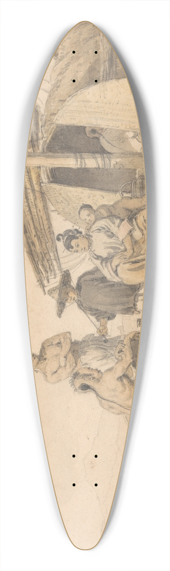 William Alexander - Fisherpeople on a Junk 39.3 inch art pintail longboard deck