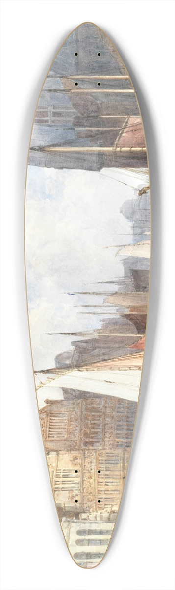 William Callow - View of Ghent 39.3 inch art pintail longboard deck