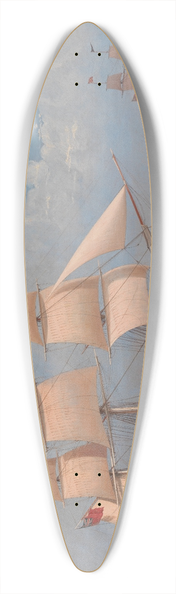 William Clark - The English Merchant Ship Malabar 39.3 inch art pintail longboard deck
