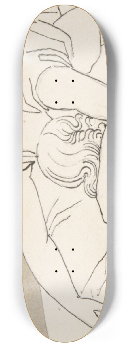 After John Flaxman - Design for large fireplace white tiles produced by Wedgwoods factory 8.25 inch art skate deck