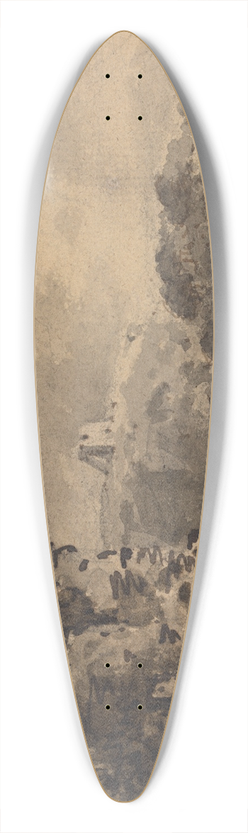 William Gilpin - Classical Landscape with Ruin on Left, Two Figures on Right 39.3 inch art pintail longboard deck