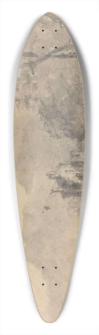 William Gilpin - River Landscape with Castles 39.3 inch art pintail longboard deck