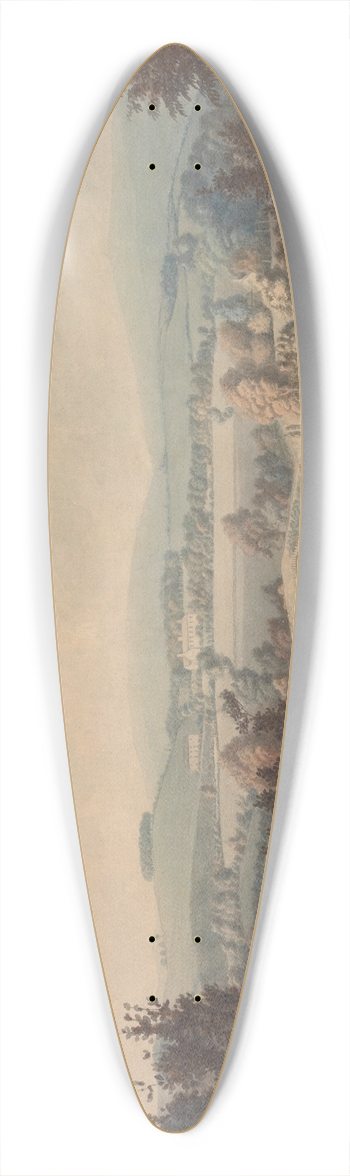 William Green - Landscape with River and a Bridge 39.3 inch art pintail longboard deck