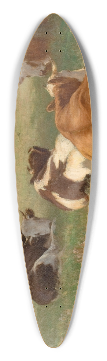 William Henry Howe - Cows in a Grassy Field 39.3 inch art pintail longboard deck