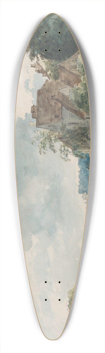 William Henry Hunt - Cottages in an Extensive Landscape 39.3 inch art pintail longboard deck