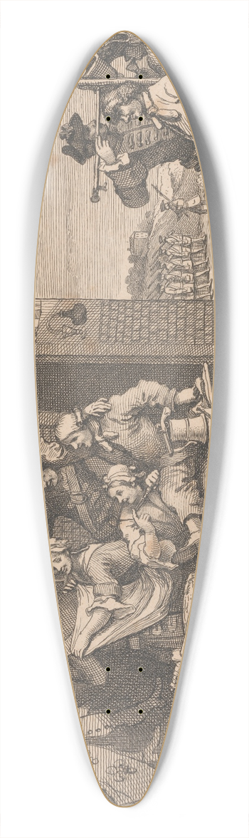 William Hogarth - The Invasion, Plate II; England 39.3 inch art pintail longboard deck