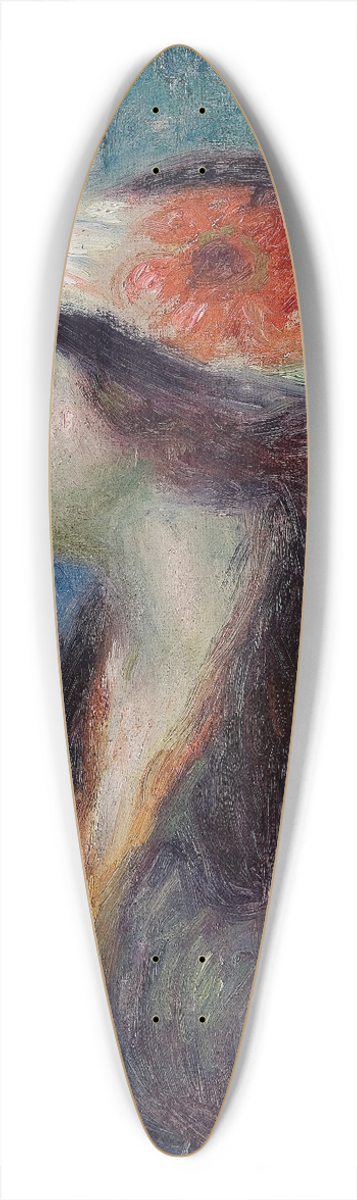 William James Glackens - Girl with Flowered Hat 39.3 inch art pintail longboard deck