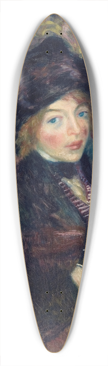 William James Glackens - Head of Girl, Feather in Turban 39.3 inch art pintail longboard deck