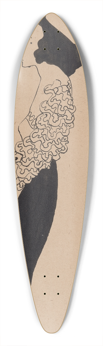 William James Glackens - Portrait of Janet Braguin in the style of AubreyBeardsley 39.3 inch art pintail longboard deck