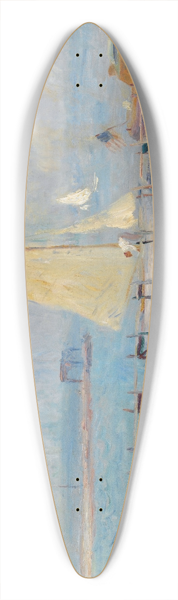 William James Glackens - Seascape with Six Bathers, Bellport 39.3 inch art pintail longboard deck