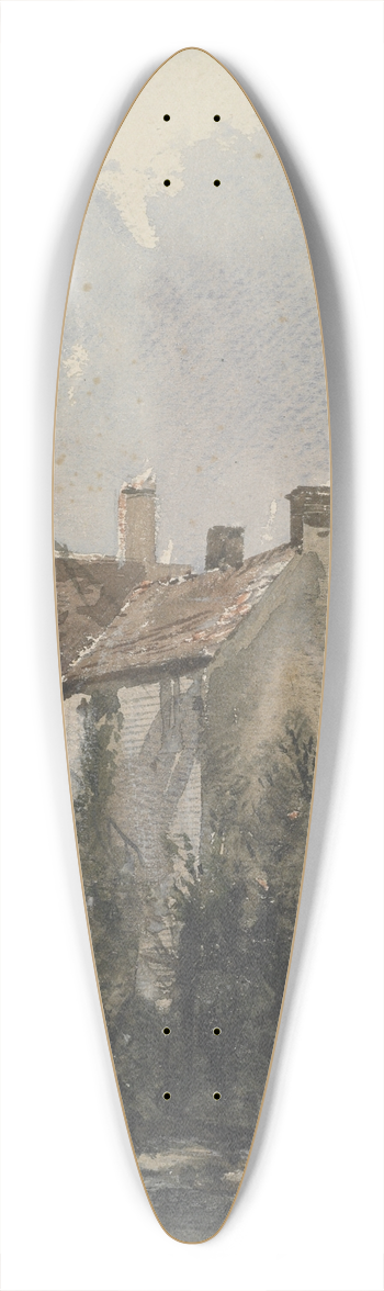 William James Mller - The old mill 39.3 inch art pintail longboard deck