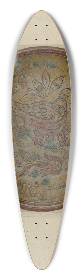 William L. Antrim - Pa. German Plate 39.3 inch art pintail longboard deck