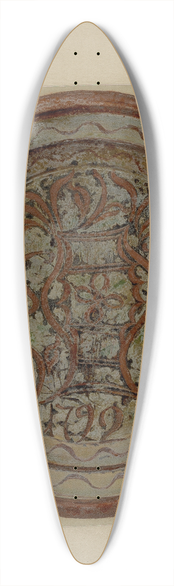 William L. Antrim - Pa. German Plate 39.3 inch art pintail longboard deck
