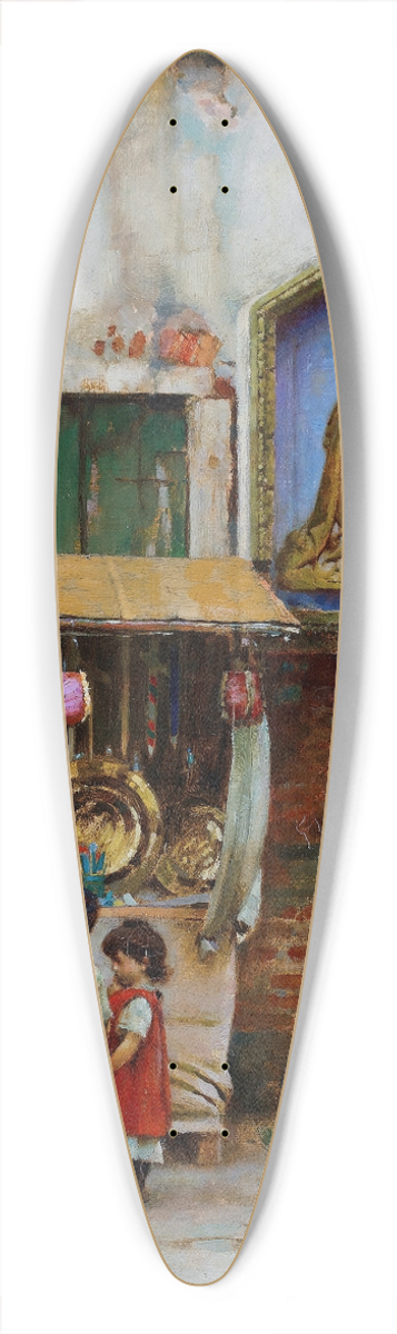 William Logsdail - A street seller, Venice 39.3 inch art pintail longboard deck