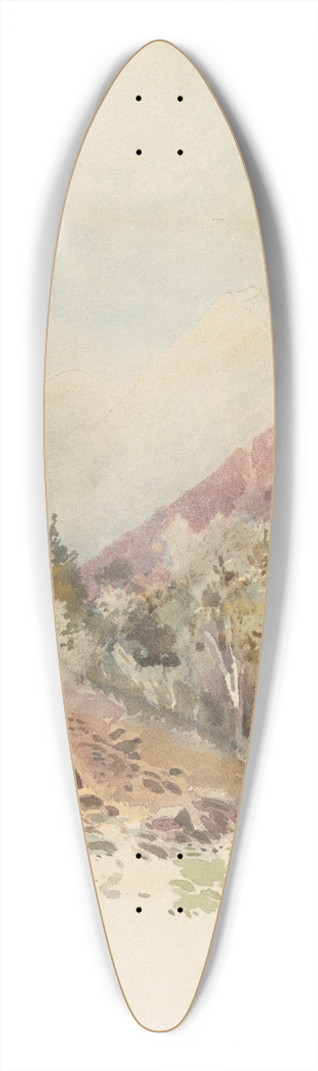 William Mathew Hodgkins - Mount Cook  an afterglow above the mist 39.3 inch art pintail longboard deck