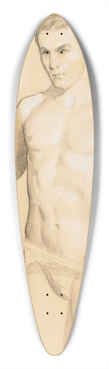 William McGregor Paxton - Male Study 39.3 inch art pintail longboard deck