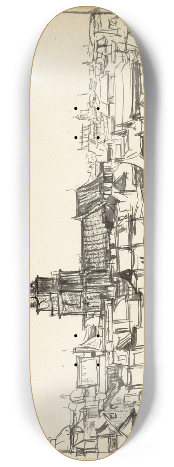 Dick Ket - Gezicht op de kerk temidden van lage huizen te Scheveningen 8.25 inch art skate deck