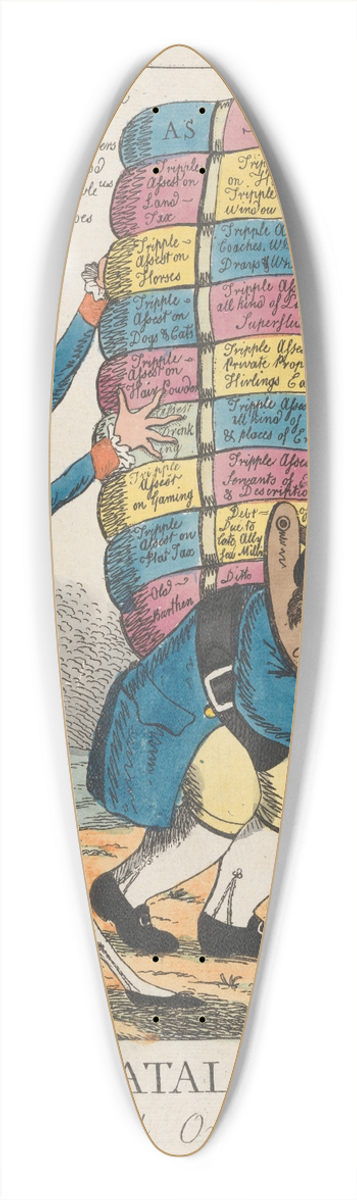 William O'Keefe - The Fatal Blow, John Bull Overburthend 39.3 inch art pintail longboard deck